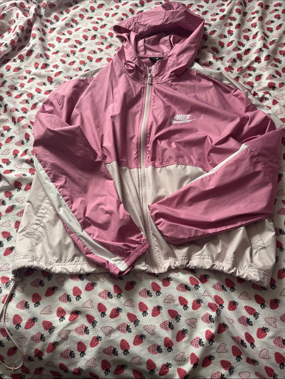 Nike Pink and Light Pink Hooded Colorblock Windbreaker Jacket